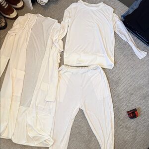 Cream Lounge Set with Cardigan